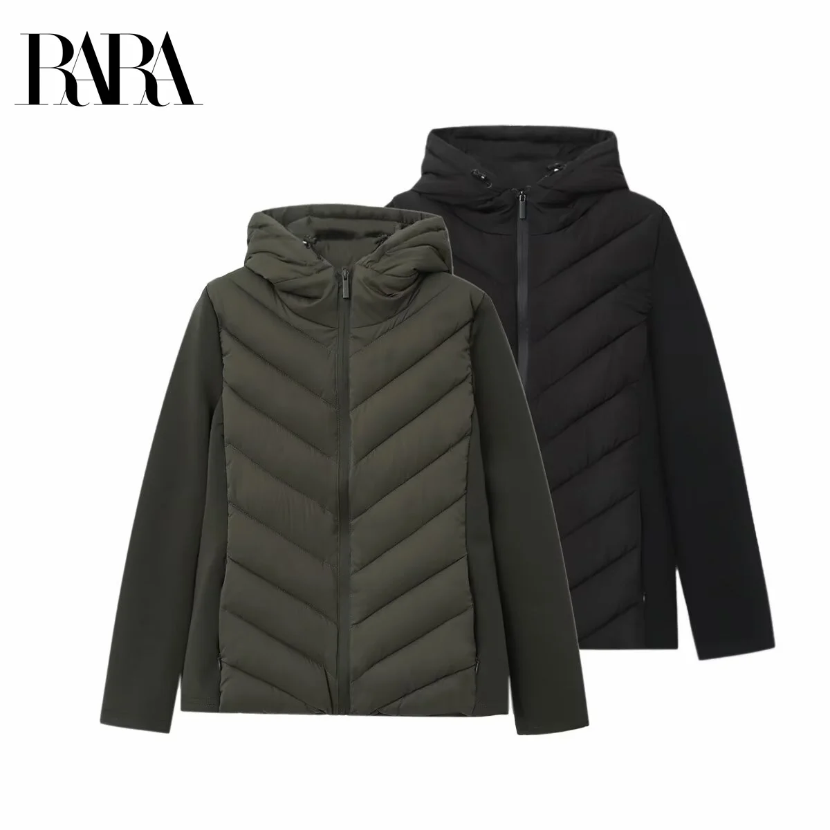 

RARA Women's Autumn New Long Sleeve Patchwork Casual Stylish Stand Collar Hooded Jacket Coat