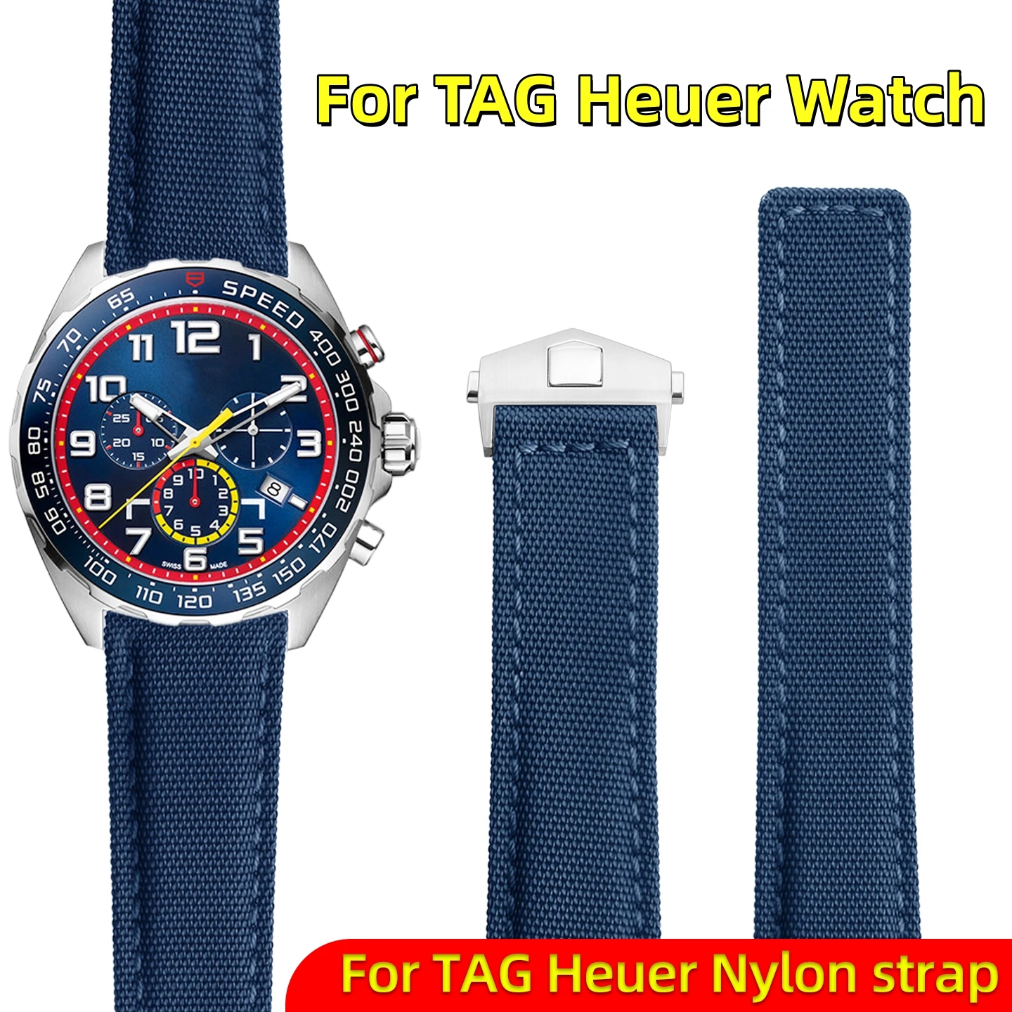 For TAG Heuer F1 Aquaracer Carrera Monaco Watchband 22mm 24mm breathable Nylon Leather Men's watch strap band Folding buckle