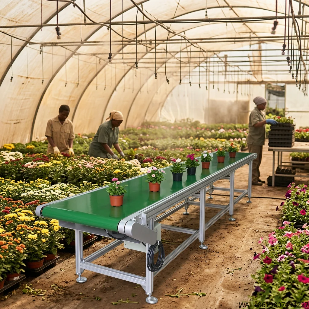 Food Processing Plant Logistics Transfer Conveyor Customized Anti-slip Green PVC Belt Conveyor with Factory Price