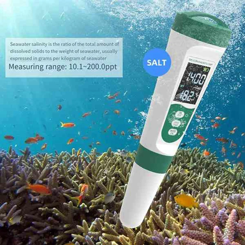 5-In-1 Water Quality Test Pen Voice Model EC Acidity Ph Meter Tds Salinity Meter Water Quality Tester Without PH Powder, Durable