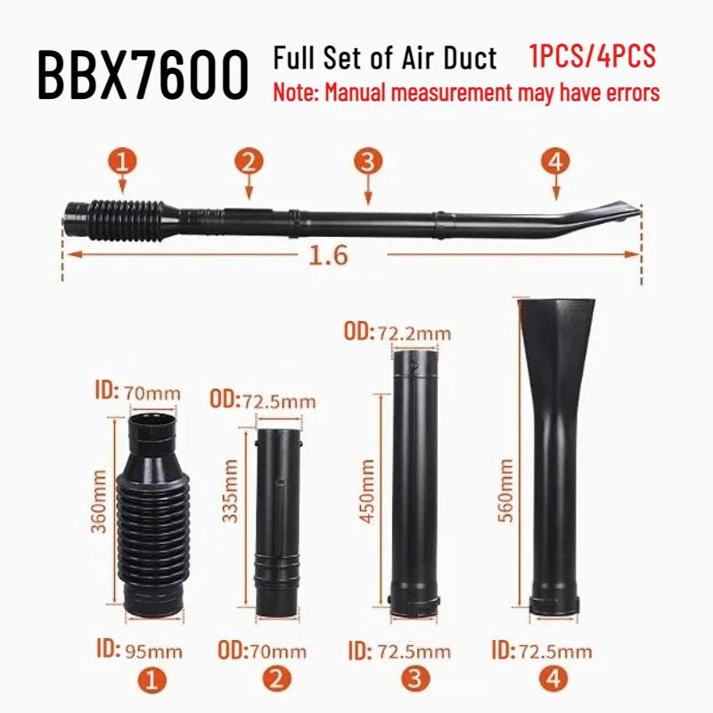 1PCS/1Set EB990 BBX7600 Extended Duct Pipe Replacement for Backpack Leaf Blower & Fire Fighting Blower