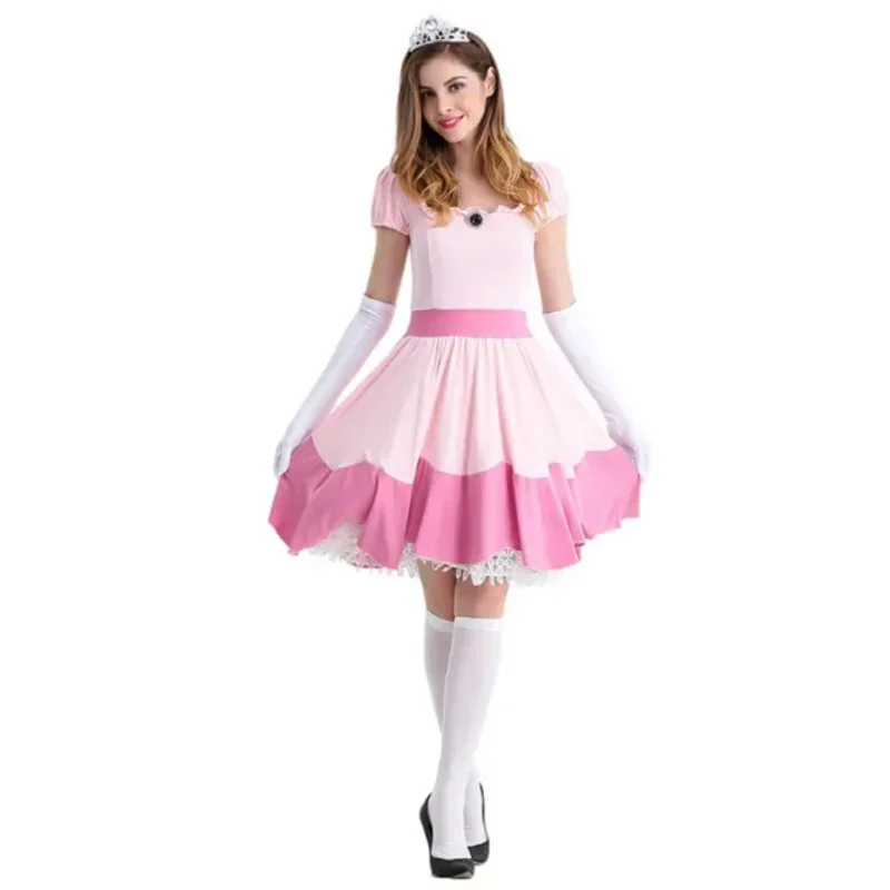 Adult Princess Costume Women Peach Dance Short Skirt Cosplay Party Halloween Fantasia Masquerade Dress Up Clothi MN9
