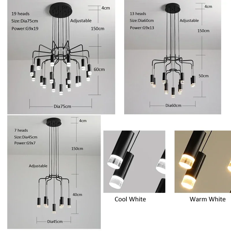 โคมไฟระย้าเพดาน LED ที่สร้างสรรค์สีดำห้องนั่งเล่นร้านอาหารห้องนอนห้องครัวโคมไฟแขวนเพดานห้องใต้หลังคาอุปกรณ์ประดับไฟ