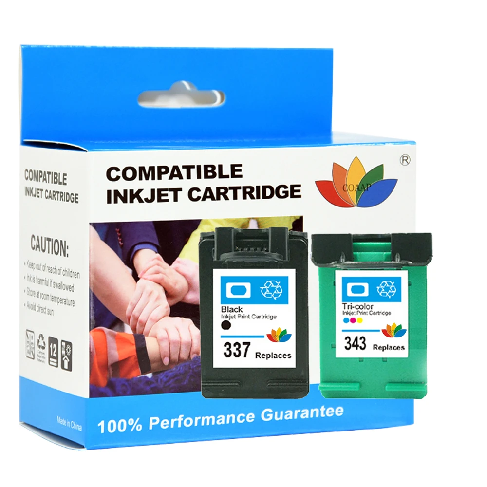 

2 совместимых картриджа для принтера HP 337 343 hp337/HP343 Photosmart 8153 8450 8450gp 8450v 8450xi 8453 8750 8750gp