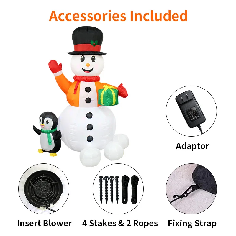 1.8 متر/6FT عيد الميلاد ديكور نفخ كرة الثلج البطريق ثلج المدمج في أضواء LED حفلة عيد الميلاد داخلي في الهواء الطلق حديقة حلية