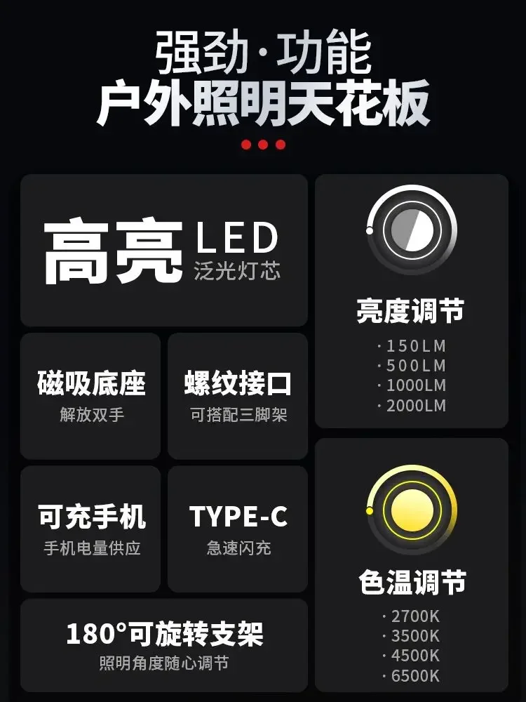 Durable Car Work Light Handheld Beauty Multi-function Pattern Catcher Paint Surface Patch Lighting Strong Magneto-optical Auto