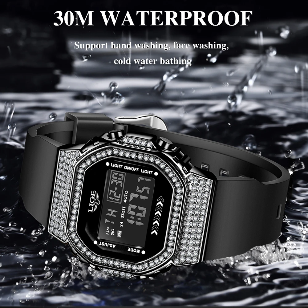 LIGE Diamond Dial Watch Women Watches Ladies Silicone Quartz Women's Bracelet Watches Female Clock Relogio Feminino Montre Femme #1