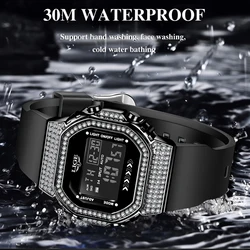 LIGE Diamond Dial Watch Women Watches Ladies Silicone Quartz Women's Bracelet Watches Female Clock Relogio Feminino Montre Femme
