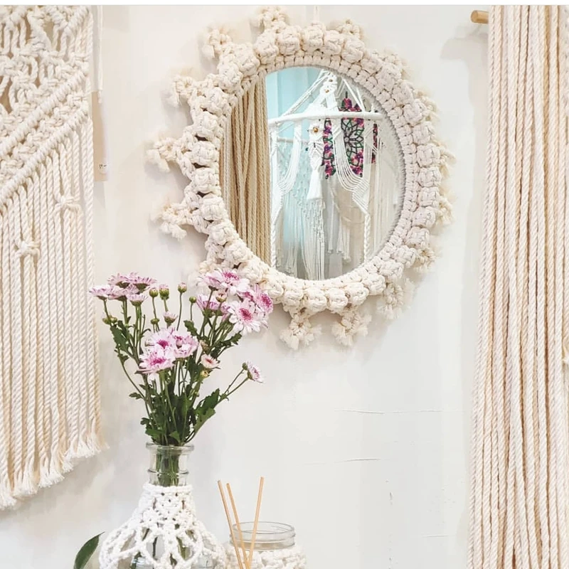 Mirror Makeup Mirrors Bedhead Bedroom Stay Porch Hotel Home Decorations Wall Hanging Nordic зеркало настенное Handmade Tapestry