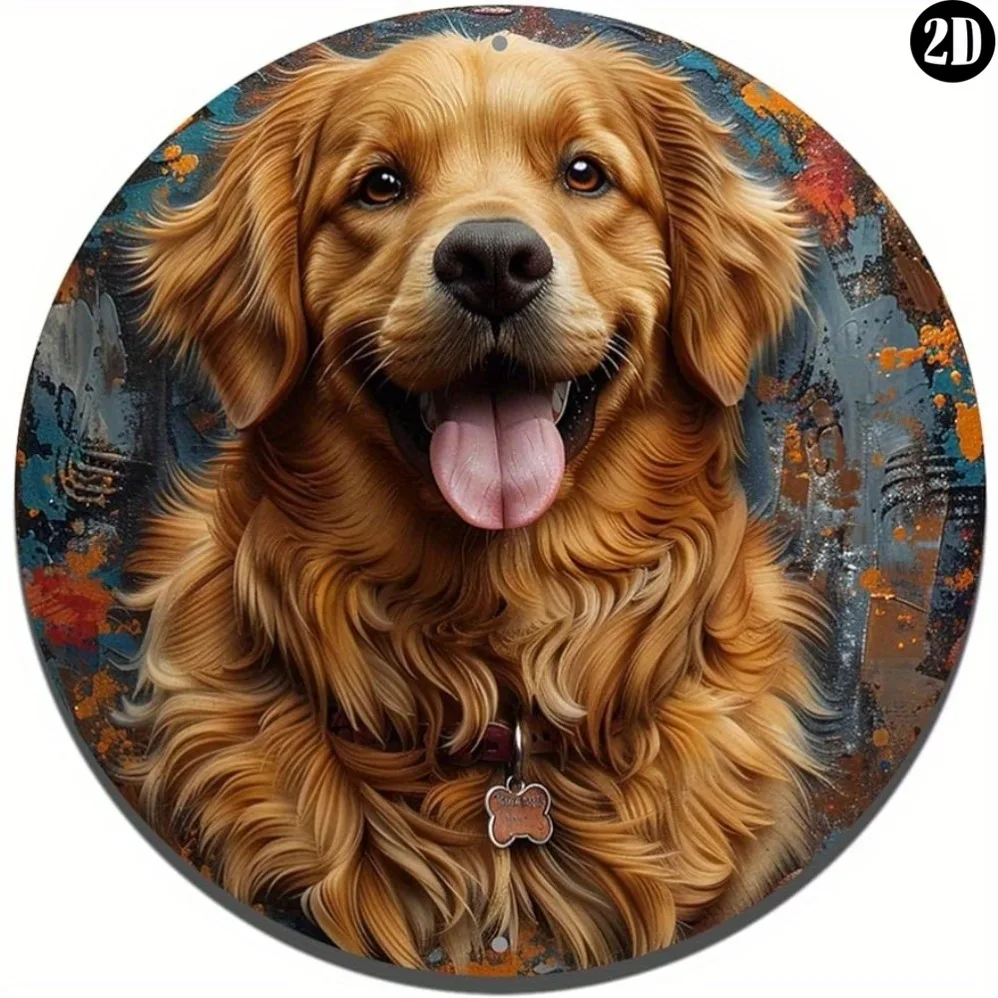 

Round Aluminum Flat Sign, Golden Retriever Sign, Door Decor, Hanging Wall Art, Hanging Ornament, Wall Art, Home Decor