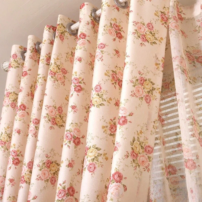 Korean Garden Countryside New Flower Girl Curtains for Living Dining Room Bedroom Korean Garden Marriage Room in Small Customize