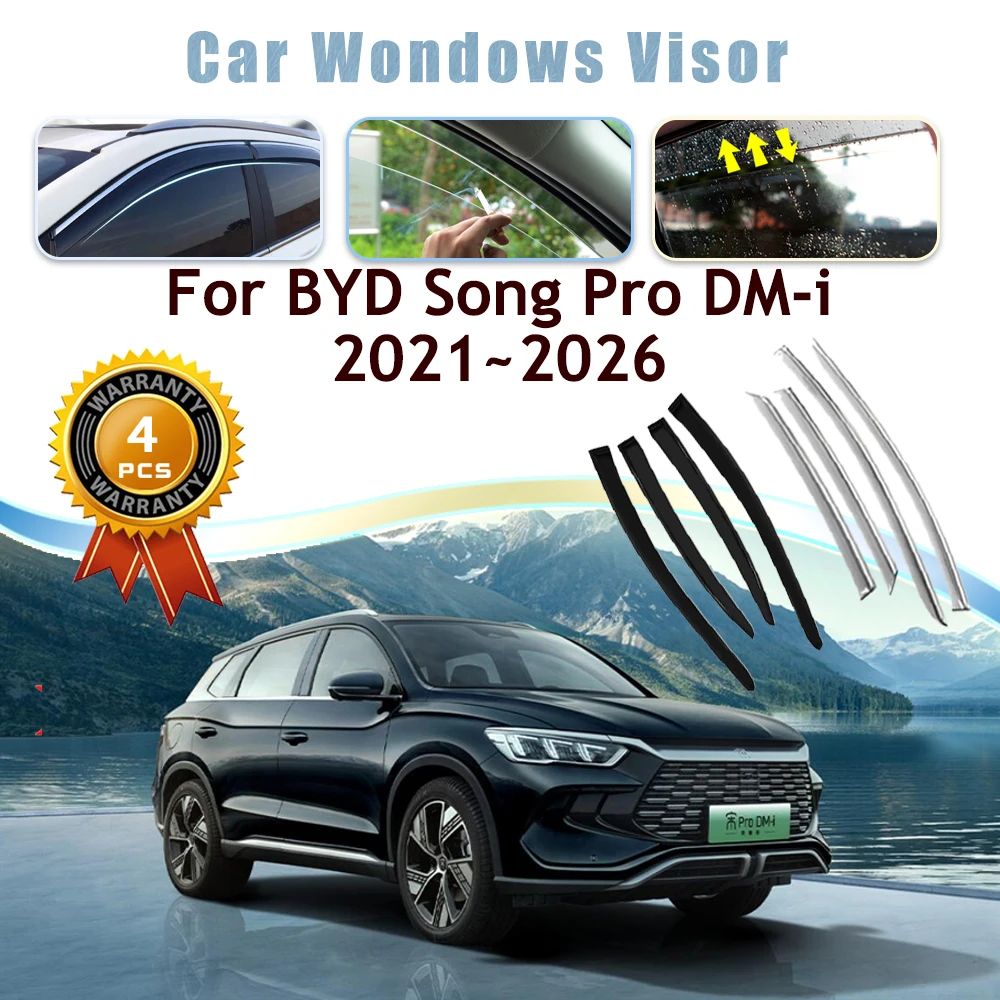 Car Window Visors For BYD Song Pro DM-i DM 2021 2022 2023 2024 2025 2026 Rainproof Guards Deflector Windshields Auto Accessories