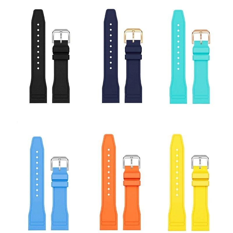 20mm 21mm 22mm Fluororubber Watch Strap for IWC Portuguese Pilots Citizen Oris Tissot Speedy FKM Rubber Strap Men Wristband