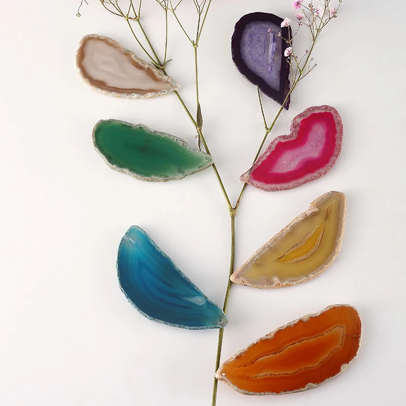 Colorful Natural Agate Geode Polished  Crystal Slice Stone DIY Pendant Mineral Home Decoration Healing Crystal Stone Slice Gifts