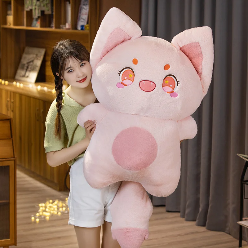 50-90cm Big Laugh Kawaii Cat Fat Doll Plush Toy Cute Fluffy Cuddly Cartoon Animal Sleeping Leg Support Pillow Hug Plushie Gift