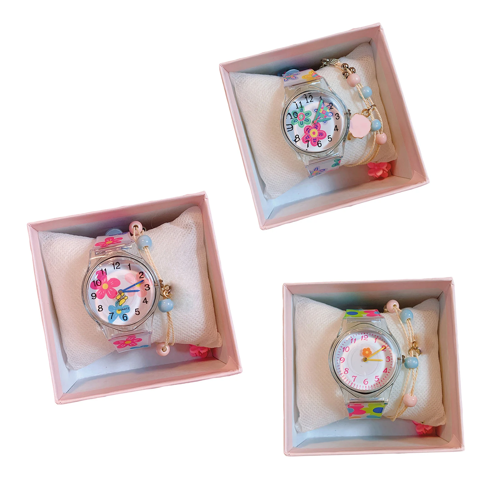 Kids Quartz Watch with Silicone Floral Strap Easy to Read Analog Watch for Kids Toddle Teen Infants Students