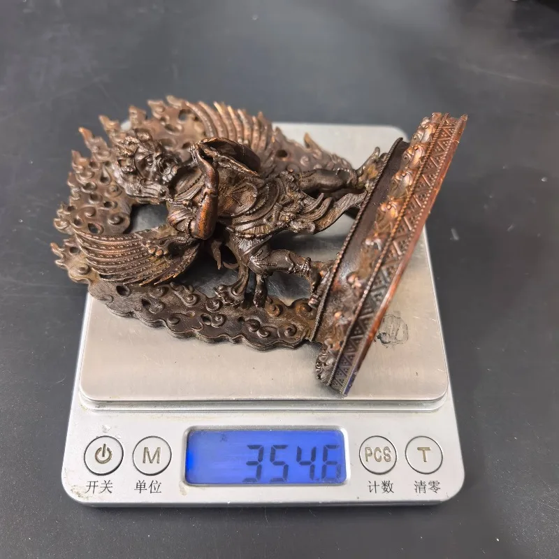 Chinese Retro Garuda Bird God Statue Vintage Metal Tibetan Dharma Protector Figurine Desktop Ornament Home Altar Decor Craft