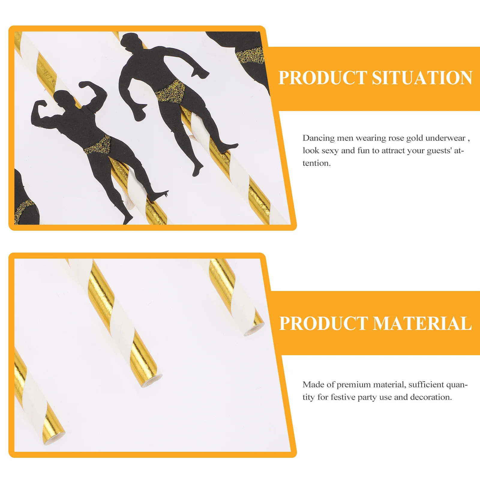 

24Pcs Straws Gold Underwear Disposable Drinking Straws Bachelor Party Decoration Props Drinking Straw,