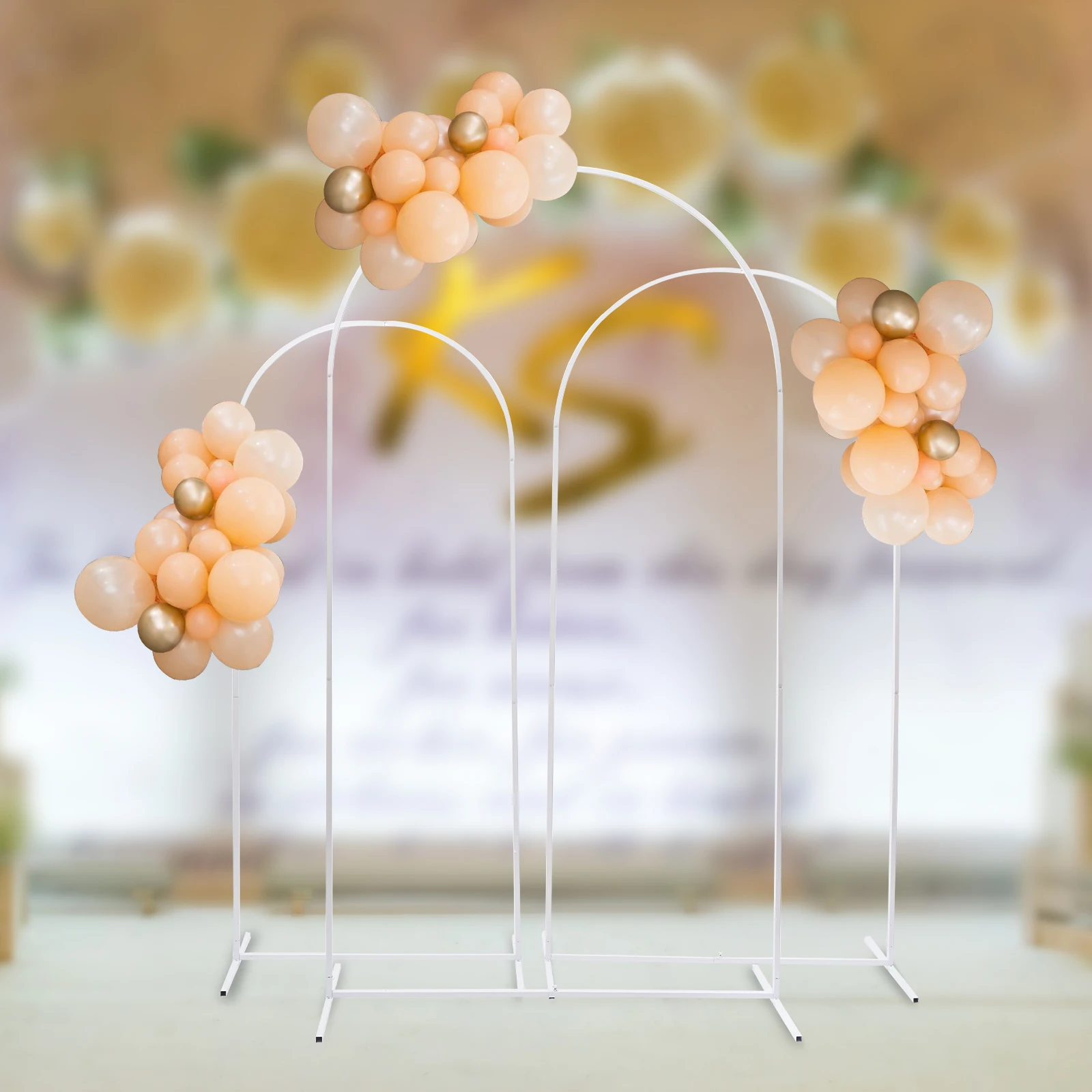 Metal Wedding Arches Backdrop Stand, Set of 3 (7.2FT, 6.6FT, 5.9FT) Garden Balloon Arbors Frame for Indoor Outdoor Party Decor