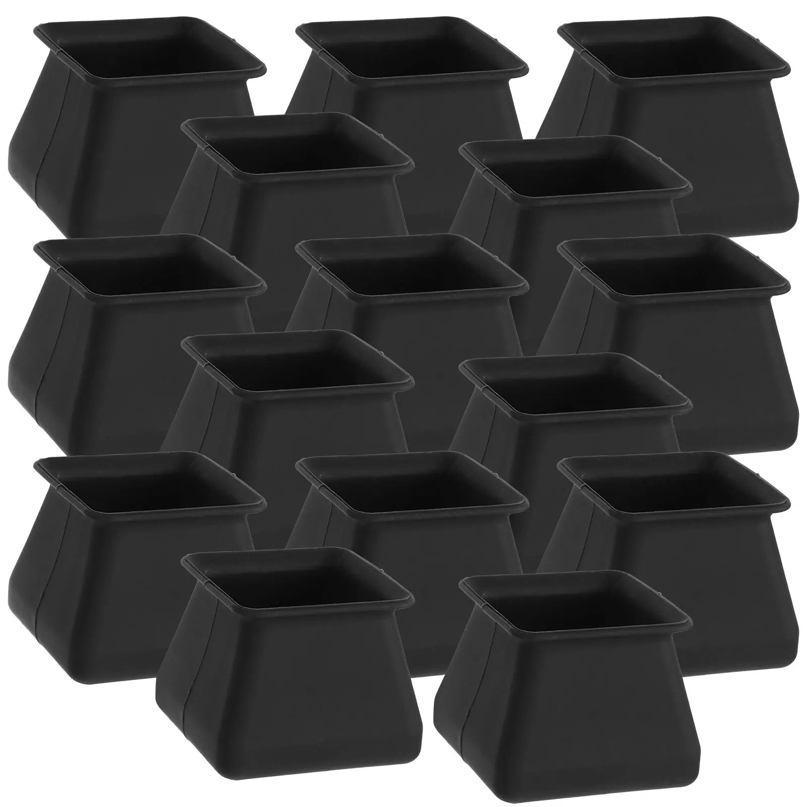 

16pcs Black Square Large Size Silicone Chair Leg Covers Floor Protectors for Furniture Hardwood Non Slip Wear Resistant