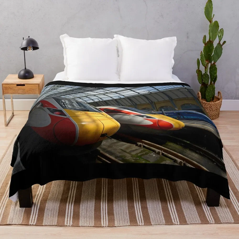 

LNER Azuma 801 high speed trains at King's Cross Station Throw Blanket Reusable Durable Soft Blanket for All Seasons
