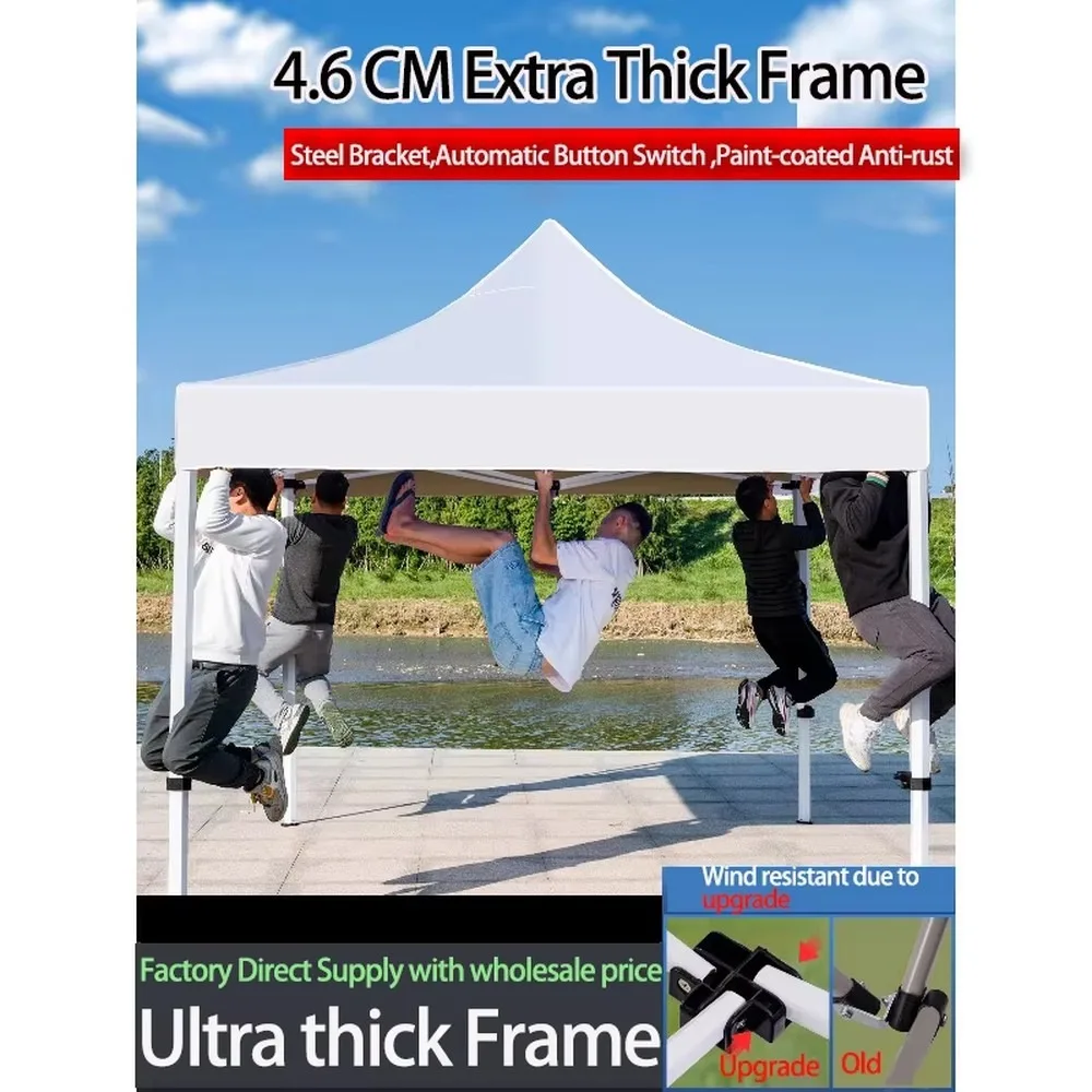 Custom Waterproof Steel Frame Folding Pop up Canopy Tent UV Protection Vendor Trade Show Beach Gazebo Logo Printed