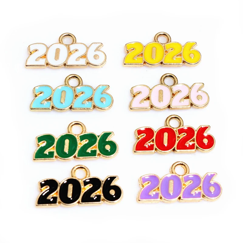 20 Stück 18x9mm Emaille Jahr Nummer 2026 Charms Anhänger für Ohrringe Halskette Armband DIY Schmuck Herstellung Zubehör Ergebnisse