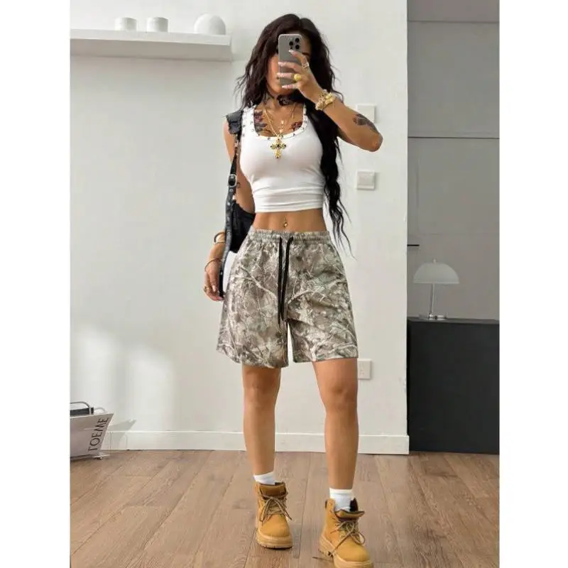 Faionable Camouflage Branch Pattern Lavorato a maglia 7/8 Pantaloni di lunghezza Nuovo arrivo Cross-Border Sle Uomo Retro Ciwalk Orts