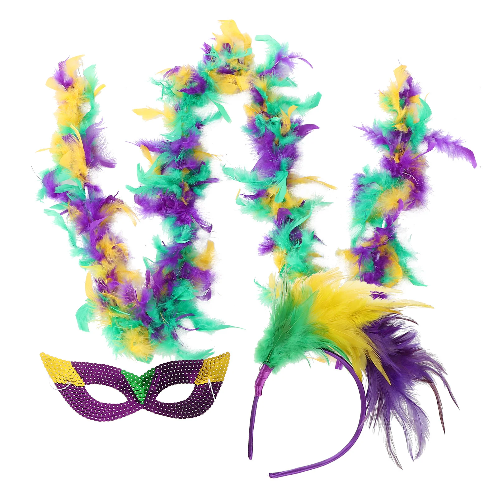 1세트 헤드밴드 마스크 스카프 세트 글리터 퍼리 따뜻한 파티 액세서리 여성 카니발 코스프레 댄스 이벤트 의상 장식