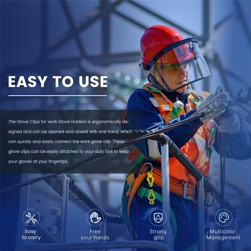 

Набор зажимов ABZS Z-образной формы, 24 шт., зажимы для перчаток для работы, оптом, для ремня для инструментов и каски, совместимый с защитой от падения, для строительных перчаток