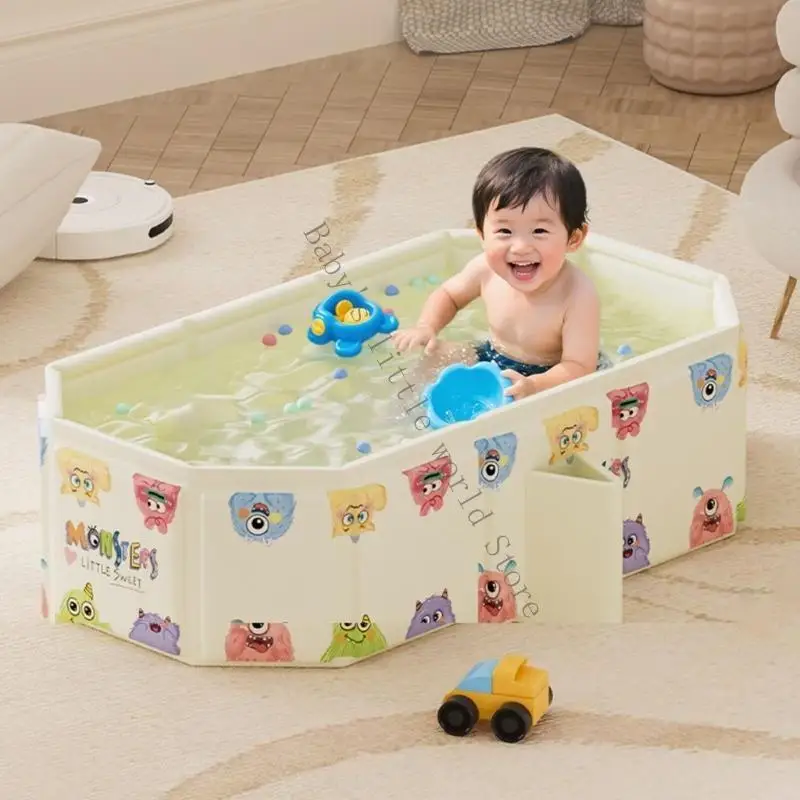 حوض استحمام للأطفال قابل للطي، حوض استحمام قابل للطي للرضع، قطن لؤلؤي آمن وPVC لتجربة حمام صحية B2EB #4