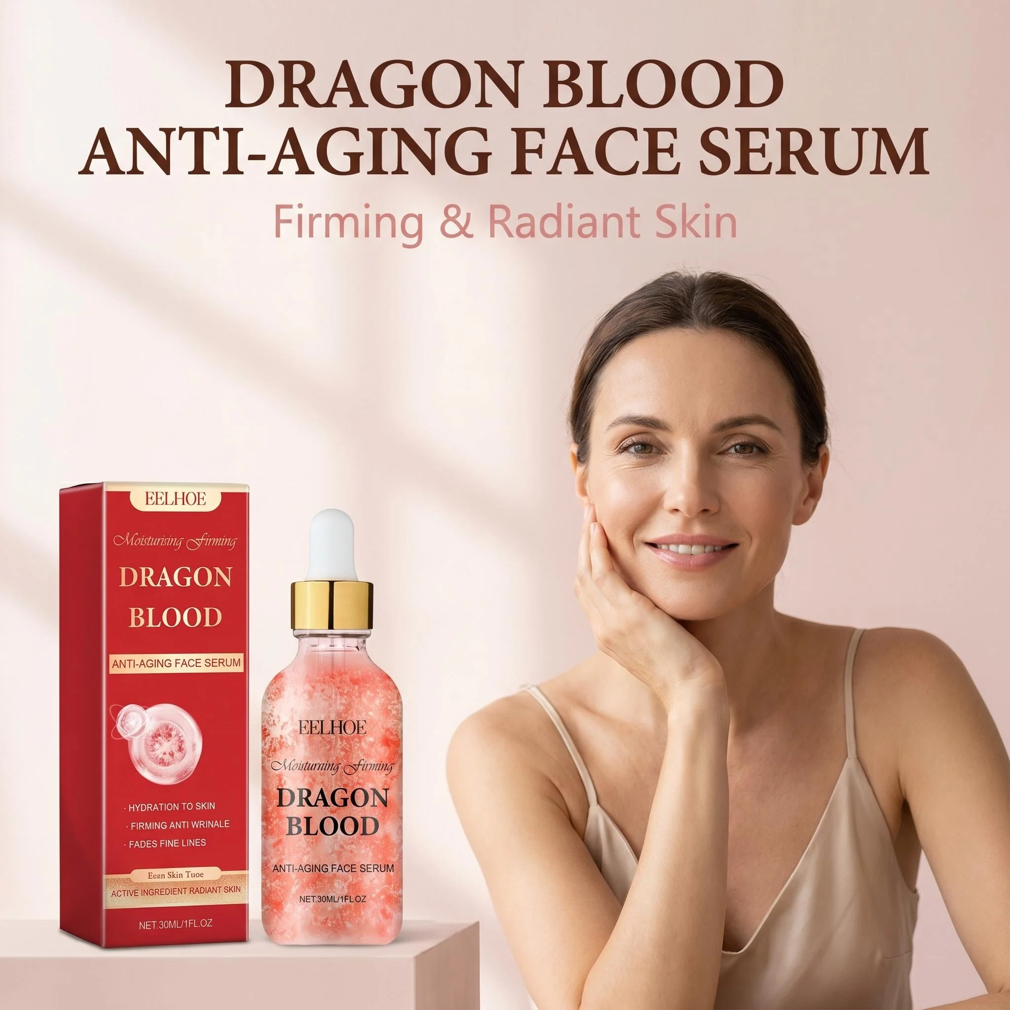 EELHOE Dragon Blood Serum Firm Skin Tightening Moisturizing Facial Rejuvenation Deep Hydration Face Care Anti-Wrinkle Serum 30ml