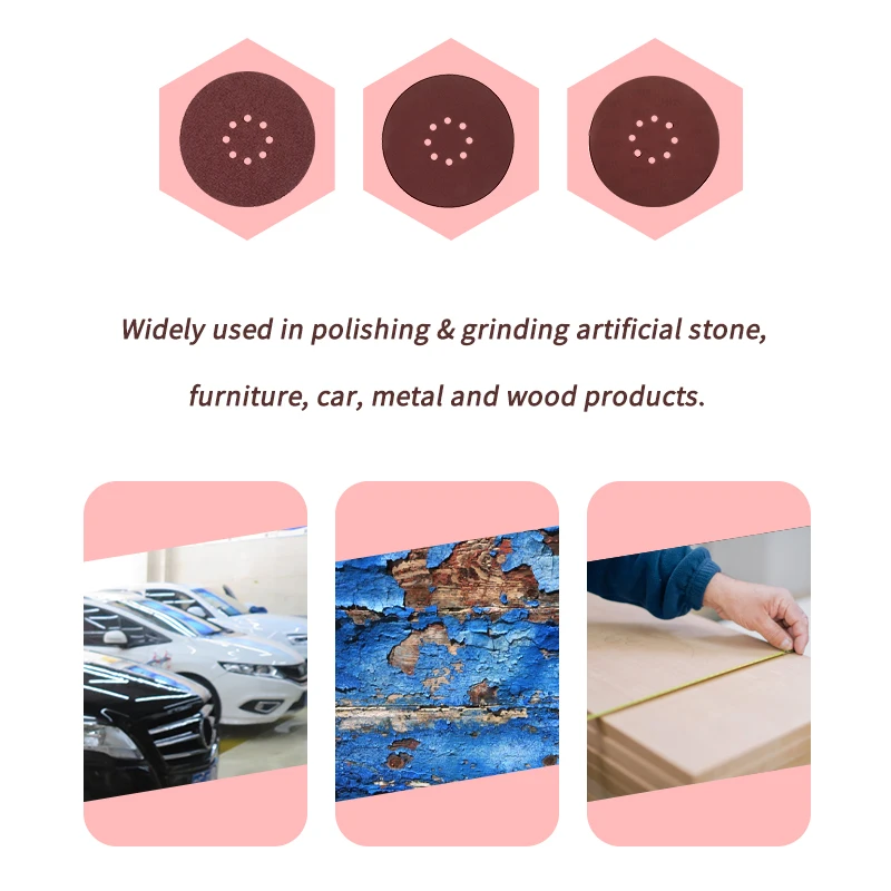 9 Inch 8 Hole Sanding Discs 5 Pcs Hook and Loop Sandpaper Assorted 40-400 Grit for Polishing and Grinding Metal Woodworking