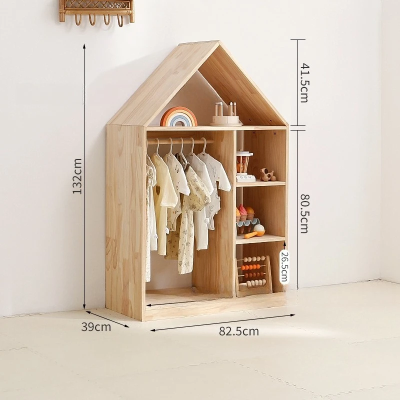 Houten kindergarderobe Slaapkamer Eenvoudige combinatiesluis Huishoudelijk massief houten babyopbergkast Kinderkast