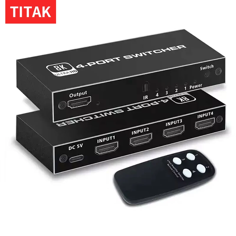 8K HDMI 2.1 Switcher Selector 4 in 1out 4K 120Hz HD Switch HDMI Splitter 4 In 1 Out 3 In 1 Out for laptop PC Switch TV Box PS5