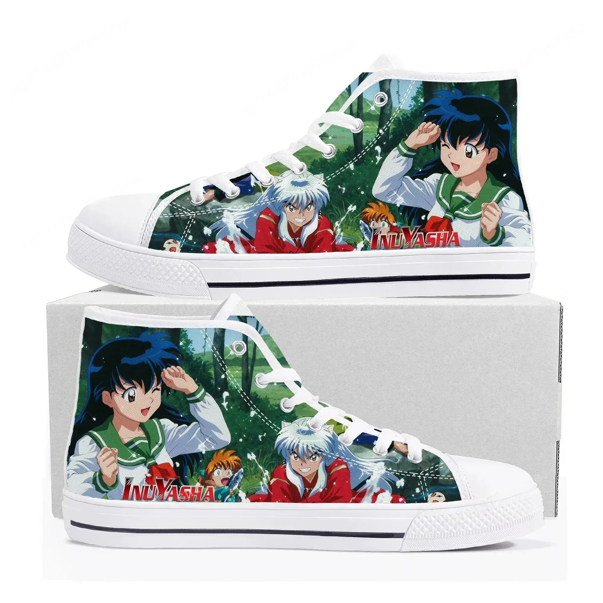 Inuyasha High Top Sneakers Mens Womens Teenager Kagome Higurashi High Quality Canvas Sneaker Comics Manga Couple Customized Shoe