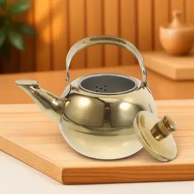 

Stainless Steel Kettle 14cm Golden Practical Boiling Whistling Sanitary Anti-scalding Gas Stove Kitchen Wide Spout Filter
