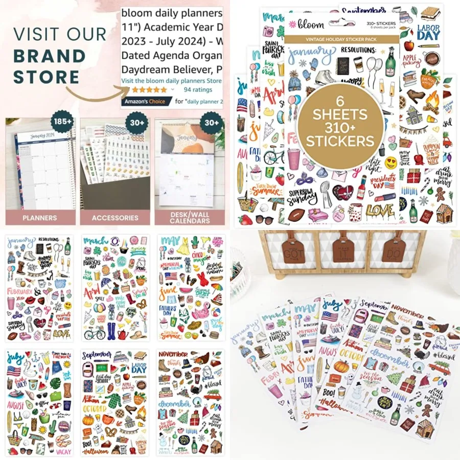 

Holiday Seasonal Planner Sticker Sheets - Vintage Seasonal Sticker Pack - Over 310 Stickers Per Pack Perfect for Journaling Gif