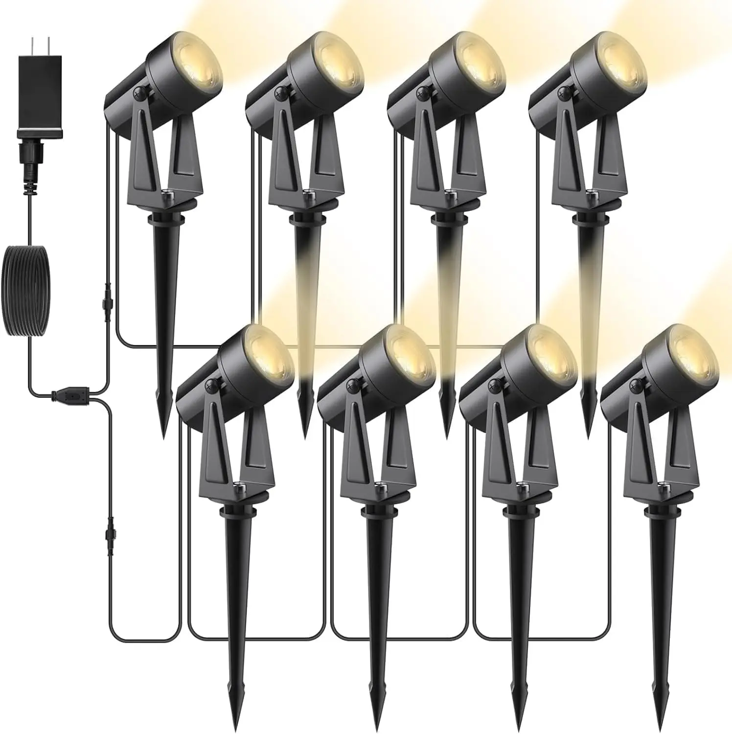 

4-8 Pack Landscape Lighting Low Voltage Outdoor Spotlights with Transformer,Plug in LED Spot Lights for Yard, Backyard,House 12V