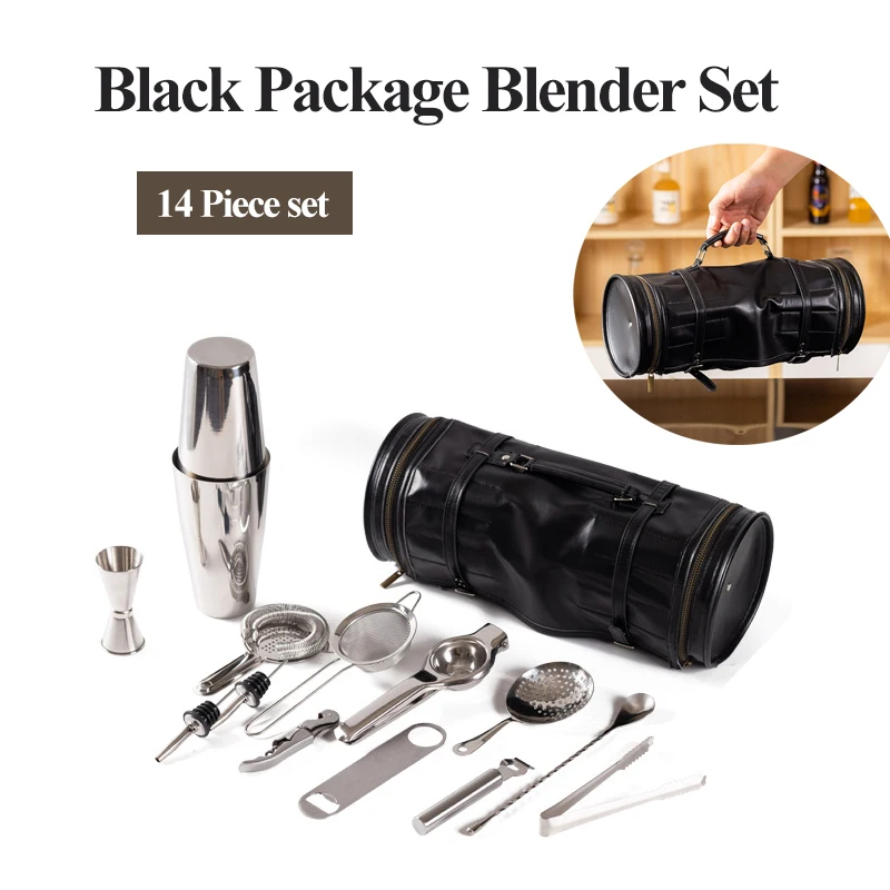 

Professional Bartender Kit Bag Stainless Steel Cocktail Set Portable Wine Set Blender Set Combination Wine Set Portable Kit