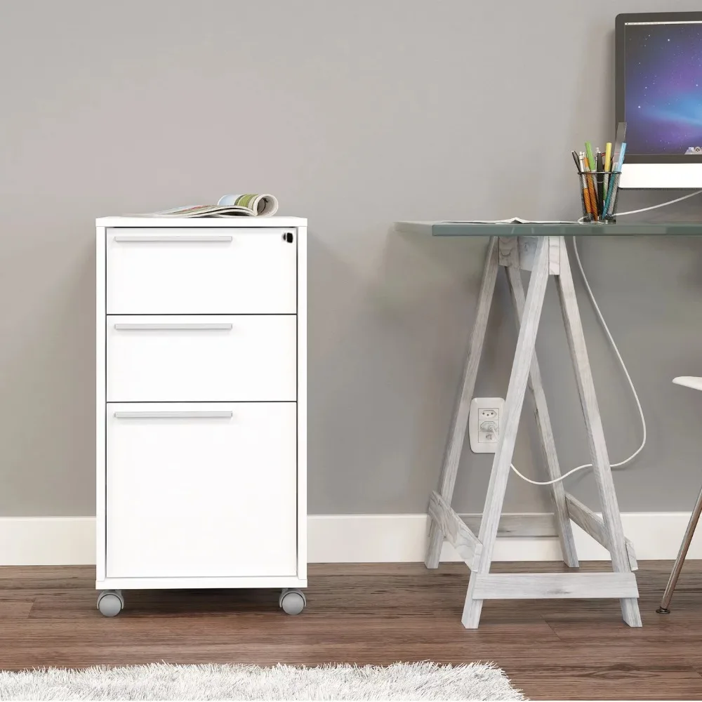 2023 New  Hanoi Mobile File Cart Cabinet, Letter Sized, 3 Drawer with Lock, White