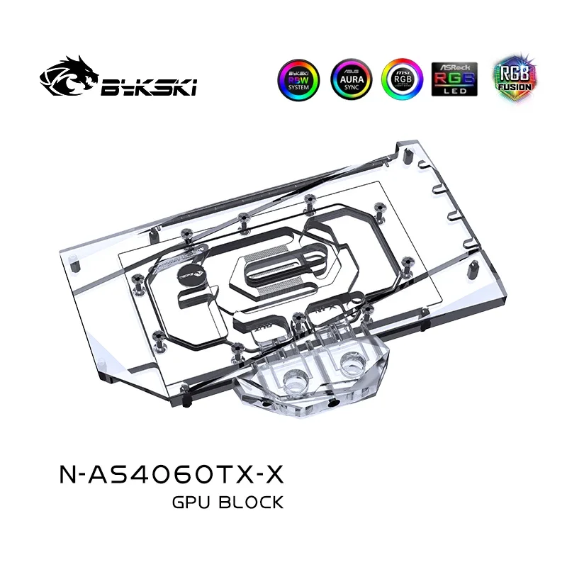 Imagem -04 - Bykski-bloco de Água para Asus tx Gaming Rtx 4060 ti Ats Rtx 4060 O8g Placa de Vídeo Refrigerador de Água Refrigeração Líquida de Cobre Radiatior