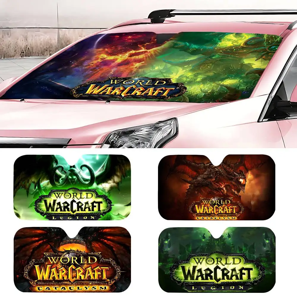 

Game W-World Of W-Warcraft LOGO Car Windshield Sunshade Cover Foldable Automotive Sun Shade Visor Window Uv Reflector