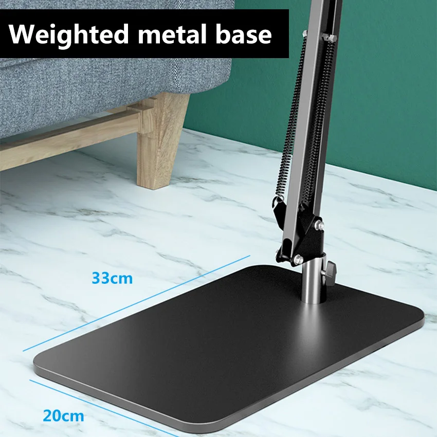 เหล็กคาร์บอนถ่วงน้ําหนักพับแขนยืน Ball Head Mount Holder สําหรับ iPhone Huawei Xiaomi โทรศัพท์มือถือ iPad 12.9in แท็บเล็ต PC