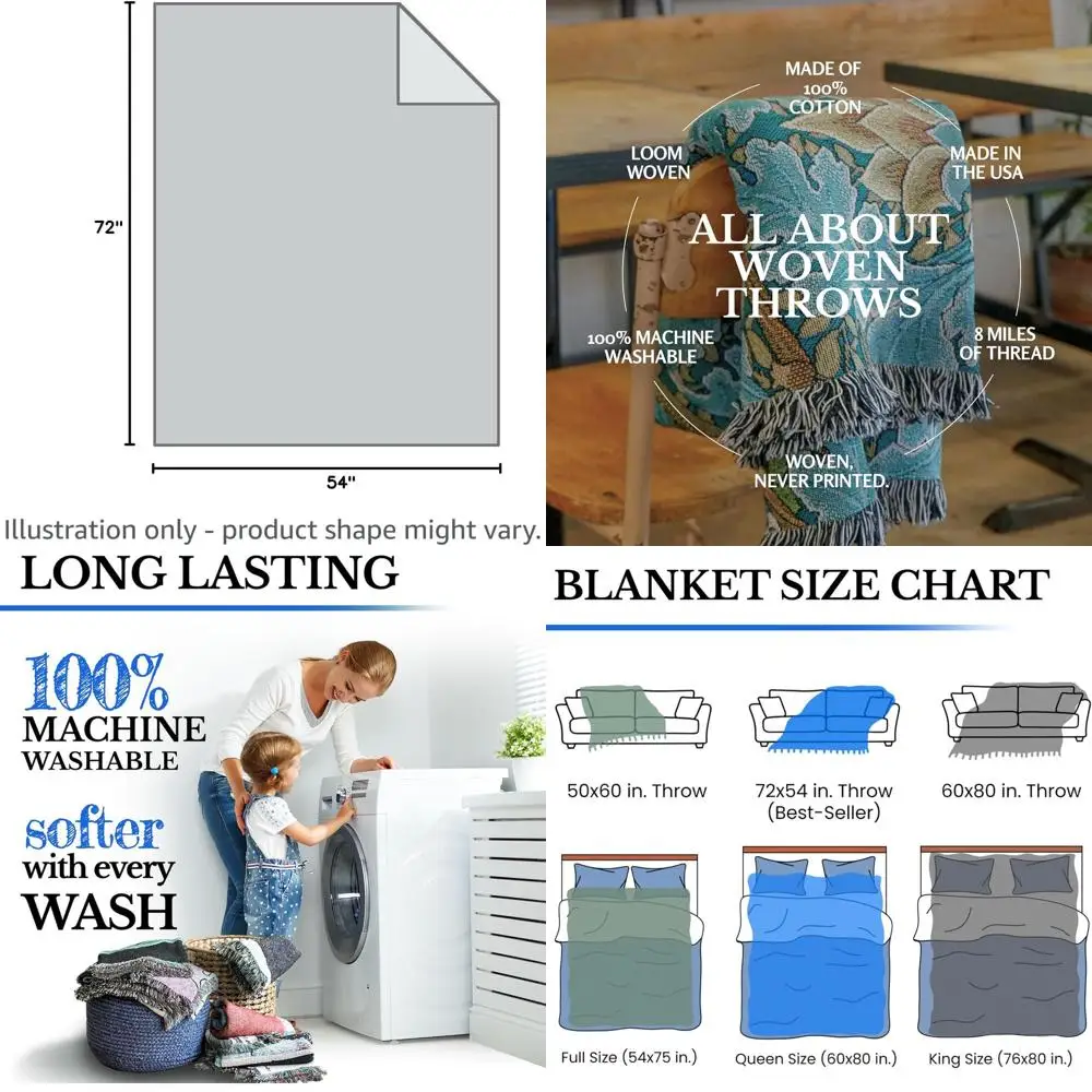 

Хлопковый гобеленовый плед в морском стиле, вдохновленный морскими мотивами - Сделано в США (72x54)