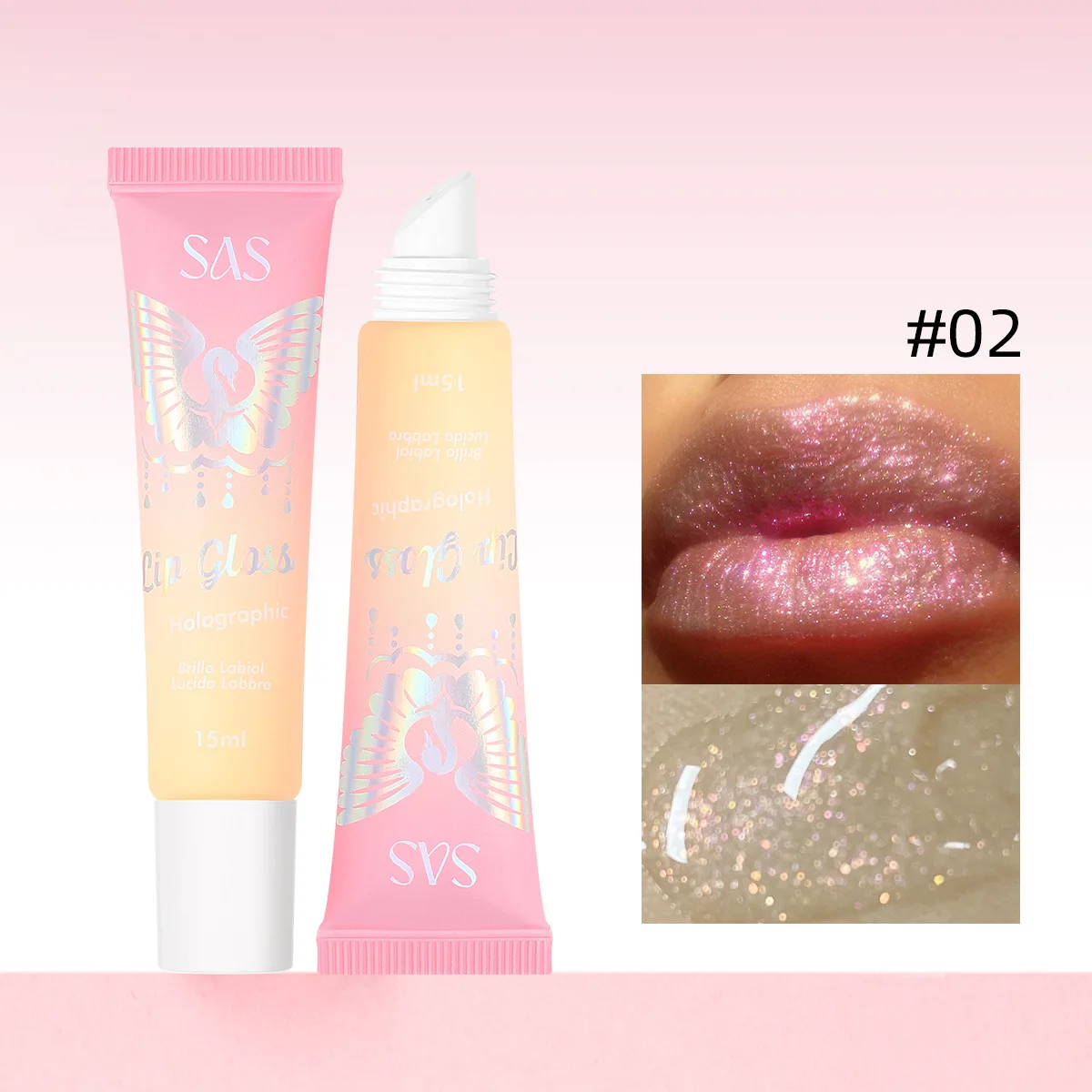 USHAS 3-kleuren parelmoer spiegel fijne glitter lip lip glazuur hydraterende exfoliërende hydraterende en voedende lippenstift