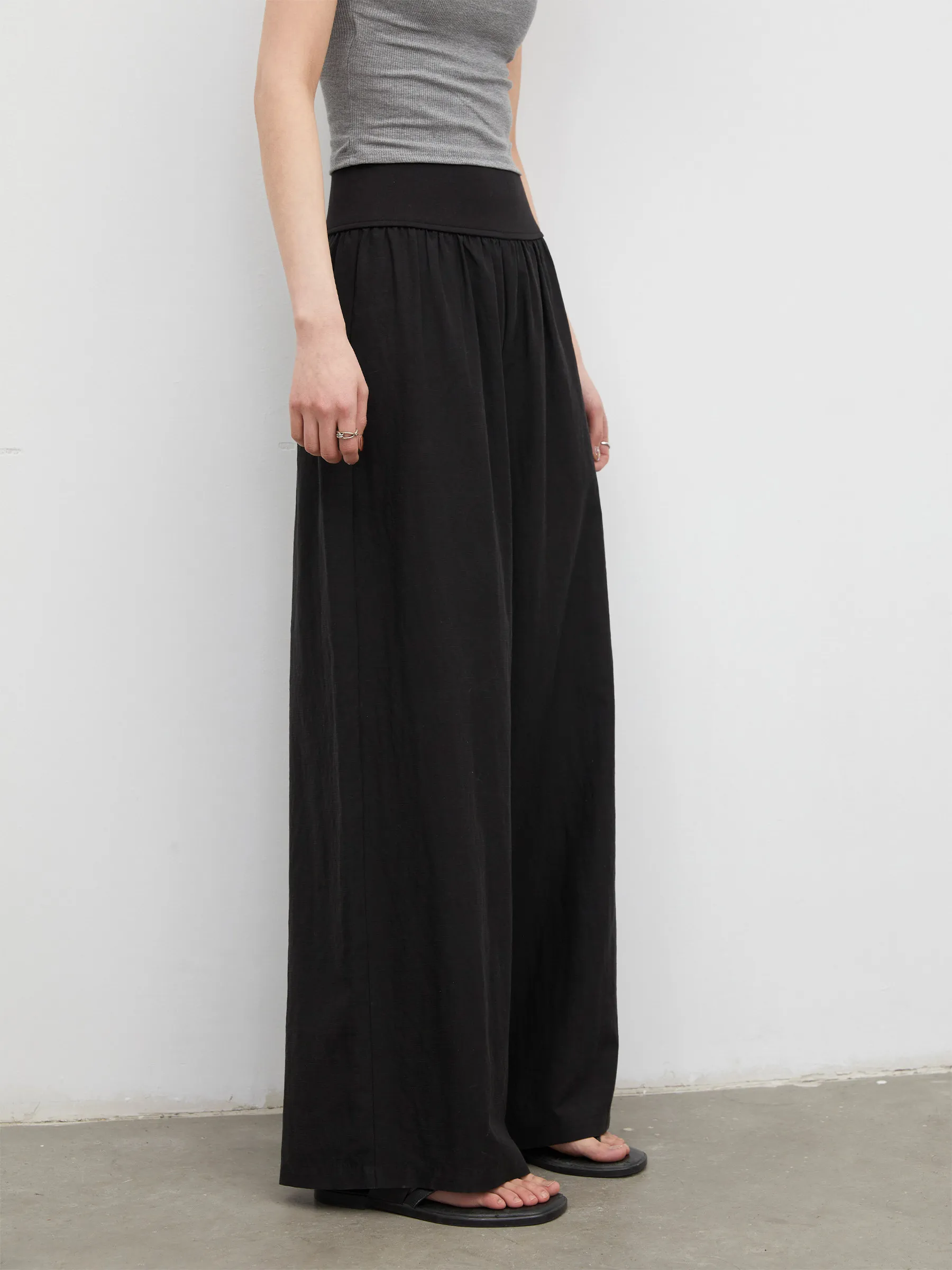 CHIC VEN Fashion Women Pants Black Solid New Loose Casual High Waisted Wide Leg Hanging Female Trousers Spring Summer 2026