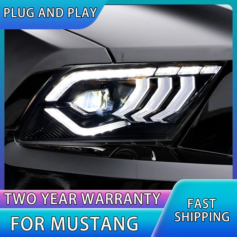 Car Styling For Ford Mustang Head lights 2010 2011 2012 2013 2014 Factory Full LED Projector Headlights Front Lights