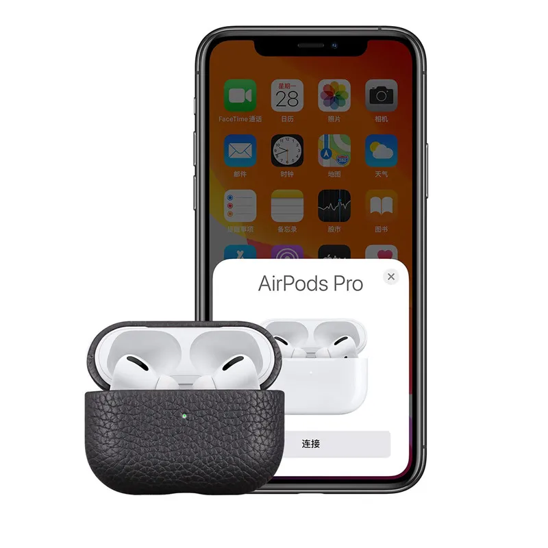 Capa para airpods pro caso de couro luxo lichia grão airpods3 fone de ouvido protetor acessórios para apple airpods pro casos
