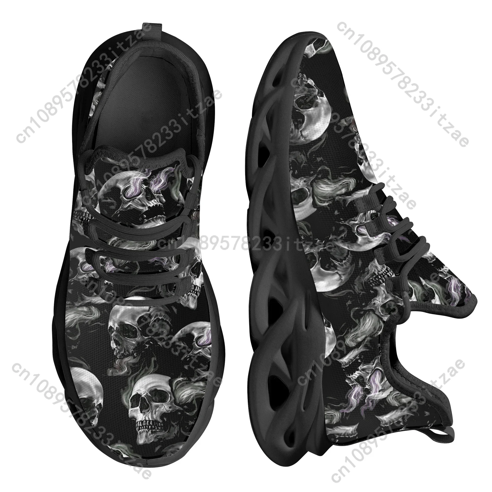 Cool Skull Pattern Ladies Flat Shoes Comfortable Lace up Casual Sneakers for Women Light Platform Sneakers Zapatos